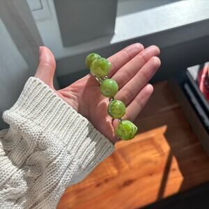 Green Beaded Bracelet with Silver Bead Spacers